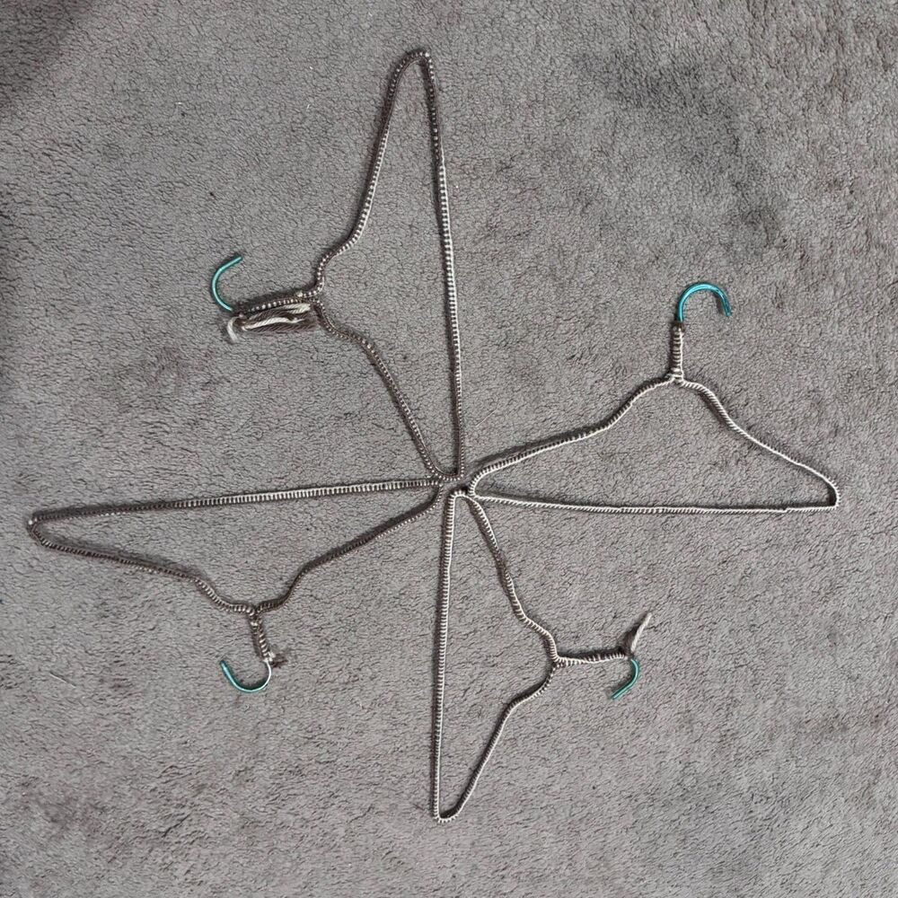 Set of 4 Vintage Multicolor Crochet and Metal Hangers - Picture 1 of 2
